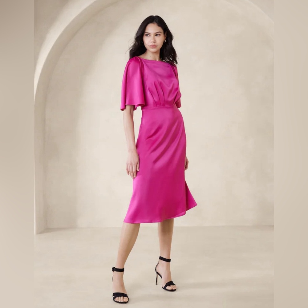 BANANA REPUBLIC | Flutter-Sleeve Knee-Length Dress 10